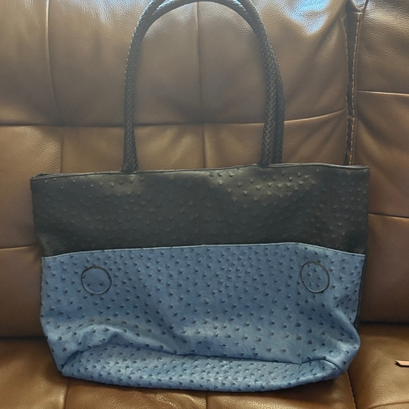 Elegant Black and Blue Women's Tote Bag - Picture 1 of 3